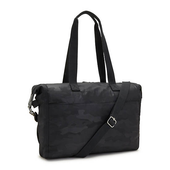 Sac Ordinateur Portable Kipling Ilia Tote Bag Noir Camouflage | FR 1914IL